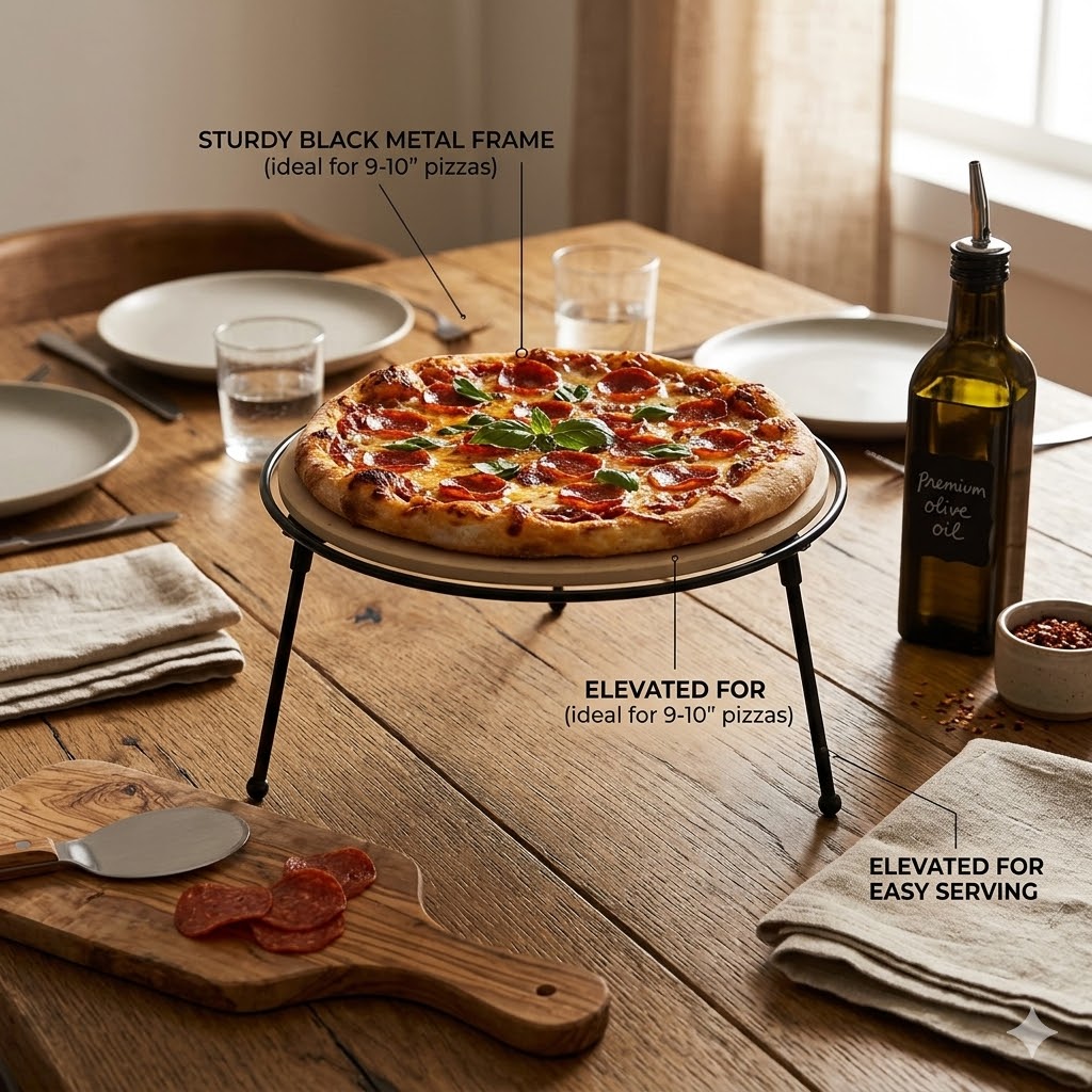 HOHIYA 4 Pack 9 Inch Pizza Stand Holder Risers Heavy Duty Metal Food Display Stand for Buffet Table and Catering Pizza Tray Riser for Desserts and Party Serving Platters Black